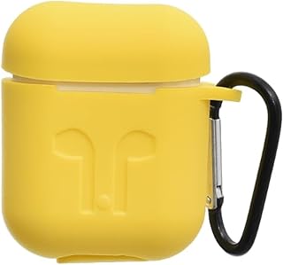 حافظة حماية من جي باور متوافقة مع ايربودز 1/2 بتصميم محكم مصنوعة من السيليكون باللون الأصفر
