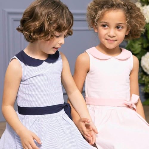 Hope & Henry Girls' Peter Pan Collar Seersucker Dress2