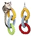 HAICHEN TEC 2 Pack Sugar Glider Climbing Toys with Hook Three-Ring Rope Chew Toys Pet Rats Climbing Ladder Swing Toys for Ferret Chipmunk Birds Parakeet Squirrel (2 Pack)