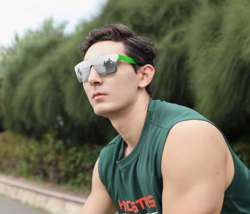 FEISEDY Women Men Flat Top Shield Sunglasses Oversized Square Vintage Cycling Fishing Golf Sports Sun Glasses B29102