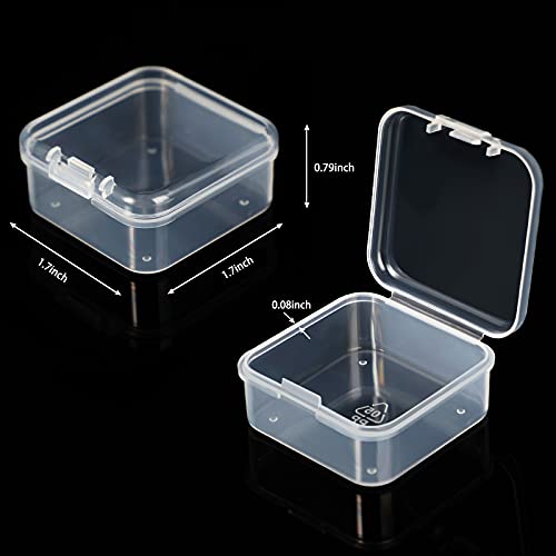 SATINIOR 12 PacK Clear Plastic Beads Storage Containers Box with Hinged Lid for Beads and More (1.7x1.7x0.79 Inch)