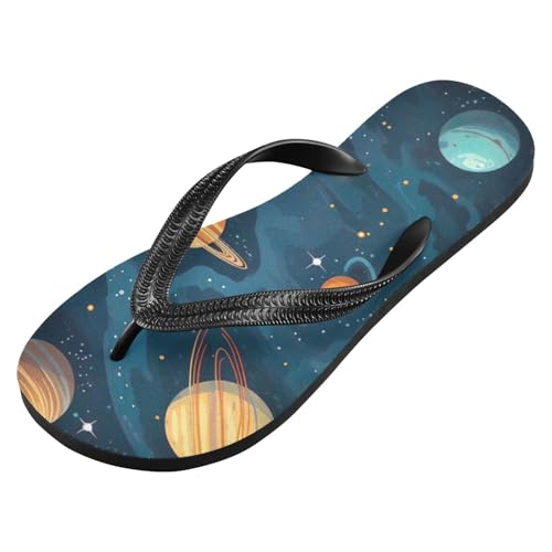Womens Flip Flops Space PlanetsNon-Slip Casual Beach Slippers Rubber Sandals214B3112
