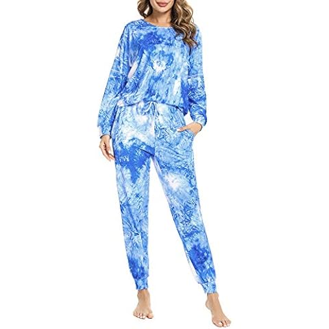 Doaraha Conjunto de Pijama para Mujer con Estampado Tie-Dye y Bolsillos Cover