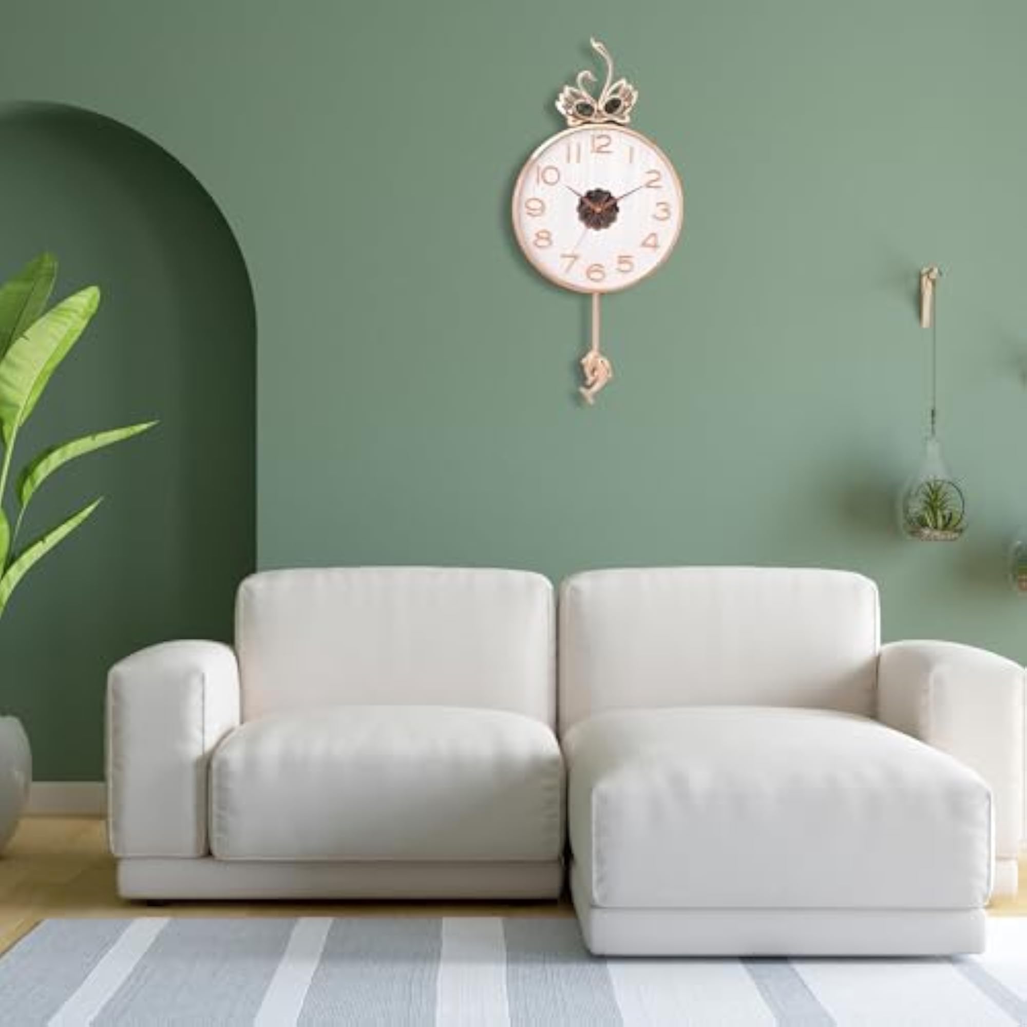Stylish Pendulum Wall Clock with Swan Emblem