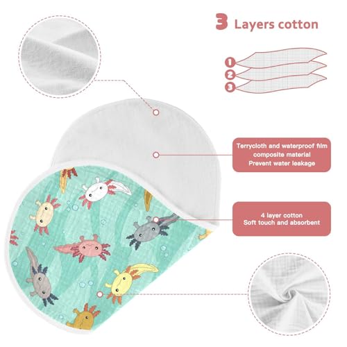 2 Pack Muslin Burp Cloths Axolotl Bubble Cotton Baby Burp Cloths Ultra Absorbent and Soft Thick Burping Cloth for Newborn Must Haves, Large 22" x 11"3