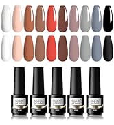 ROSALIND Gel Nagellack UV Nagellack Braun Grau Set, 10 Farben UV LED Gel Nagel Set Shellac Weiß S...