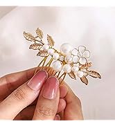 Flayem Hochzeit Braut Haarkämme Blume Gold Haarschmuck Perlen Haarkamm Blatt Seitenkamm Brautschm...