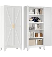 Washsemba - clóset de almacenamiento de metal de 71 pulgadas con puertas de granero, archivador de acero para oficina en casa...