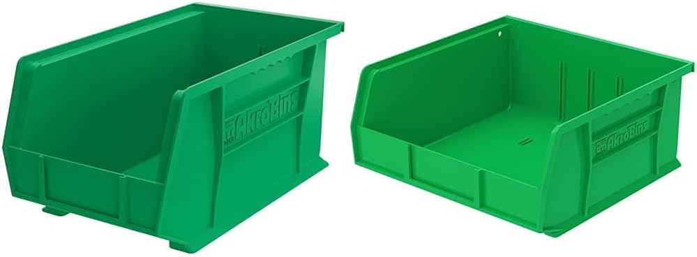 Akro-Mils Plastic Hanging Stackable Storage Bins Bundle - 15-Inch x 8-Inch x 7-Inch (12-Pack) and 11-Inch x 11-Inch x 5-Inch (6-Pack)