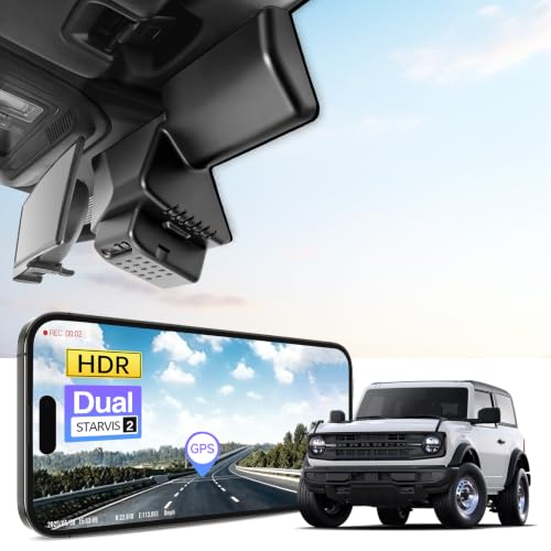 Mangoal STARVIS 2 Front 4K HDR Dash Cam IMX678, Fit for Ford Bronco 2025 2026(Model B), 5GHz WiFi, GPS, Support 512GB Max(Additional Purchases)