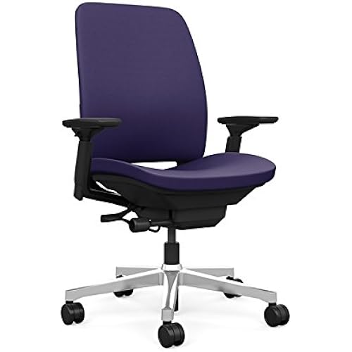 Steelcase Amia Task Chair: Black Frame/Polished Aluminum Base - 4 Way Adjustable Arms - Standard Carpet Casters