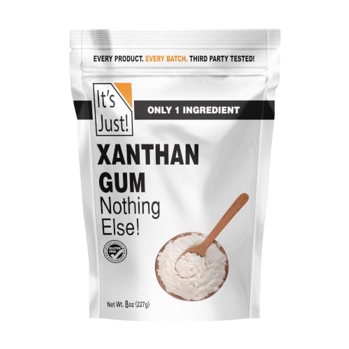 It's Just - Xanthan Gum, 8oz, Batch Tested Gluten Free, Keto Baking, Non-GMO, Thickener for Sauces, Soups, Dressings, Packaged in USA