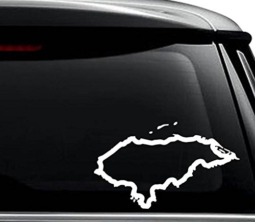 Honduras Country Map Decal Sticker For Use On Laptop, Helmet, Car, Truck, Motorcycle, Windows, Bumper, Wall, and Decor Size- [6 inch] / [15 cm] Wide / Color- Gloss White