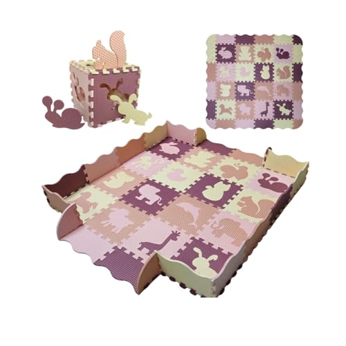 ASENME Tapis de Jeu Enfant 36 pièces XL 145x145cm (Grenat)