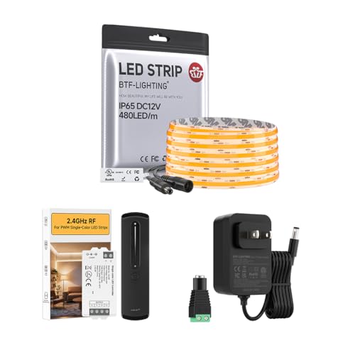 Tira de LED COB IP65 color naranja 16.4FT 12V Kit con controlador miniatura 1