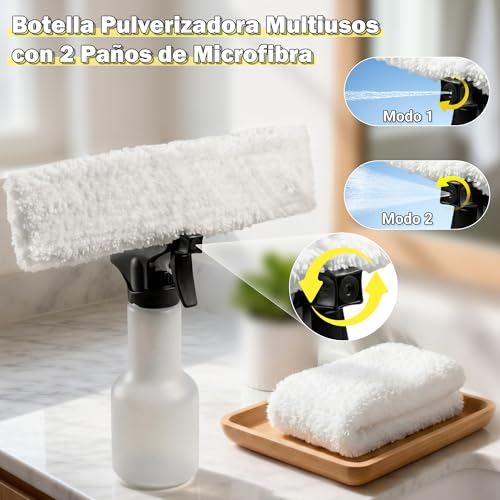 EAVE Limpiacristales Electrico, Set Limpiacristales con 45min de Autonomía, Limpia Cristales Electrico Ventanas con Boquilla de 28cm y Depósito de 200ml, Apto para Ventanas y Espejos (amarillo) - imagen 6