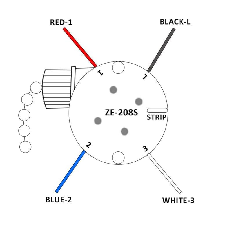 Miniatura 5 de Interruptor de ventilador de techo zing Ear ZE-208S e89885 Interruptor de cadena de tracción 3 velocidades 4 interruptores de cable Pieza de