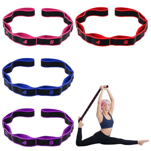 Resistance Bands, 4Pack 8-Section Exercise Bands with Numbered Markings, Workout Bands for Legs and Arms, Home Gym Equipment for Stretching, Yoga, Pilates, Fitness by WmerWmn - Used condition - US$13.73