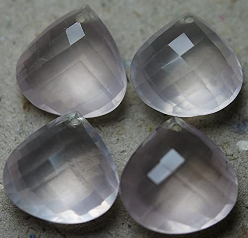 Quartz rose briolette cœur facetté 15x15mm sélectionné pour joaillerie fine et artisanale