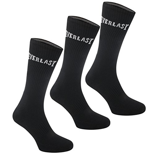 Image of Everlast Kids 3 Pack Crew Socks Black Child C8-C13