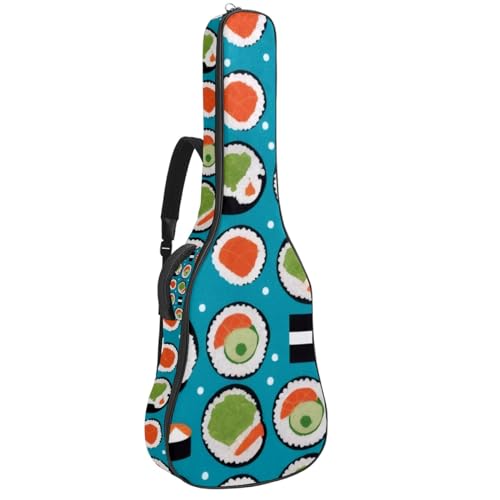 Housse guitare acoustique 109 cm à motif sushi pour trajets urbains et répétitions de musique