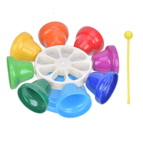 8 Tone Rainbow Bells, 8 Tone Hand Bells Rainbow Color Children's Musical Tambourine Toys Instrument Accessories