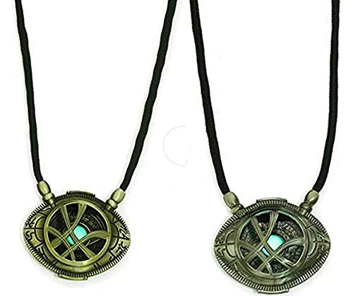HUAWELL 2 Piece New Dr Strange Necklace Eye of Agamotto Costume Prop Stone Pendant