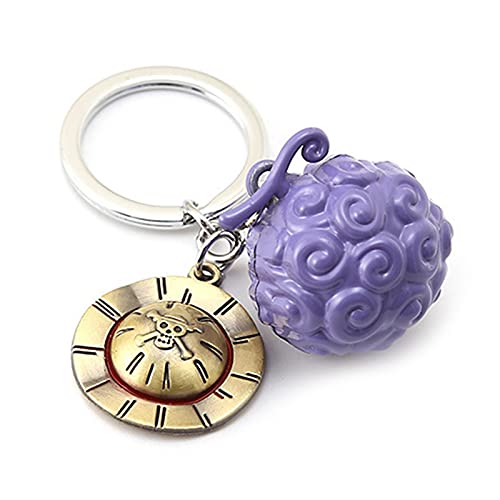 Saicowordist One Piece Porte-clés, Luffy Law Ace Pendentif Fruits du Démon Porte-clés en Métal, Accessoires de Cosplay pour les Fans d'anime, Accessoires Vestimentaires(3.5cm Luffy) Cover