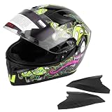 Universal Adult Full Face Motorcycle Bike Safety Helmet mit 2 Visieren Anti Kratz UV400 Verstellbarer Kinnvorhang schnelle Verschluss Schnalle schwitzabsorbierendes Innenfutter XXL
