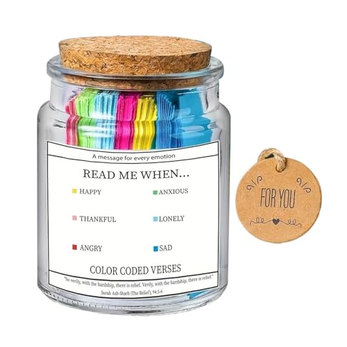 Quran Verse Jar - Spiritual Comfort for Evaluation | Bouteille de Prayer avec des pots en verre et Scripture Resilient pour Easter, Home and Professional Christmas Baptism Emotional Utility