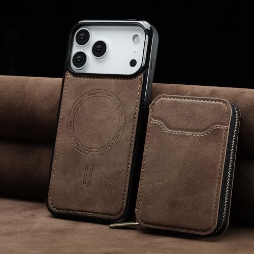 HJZSZX For iPhone 16 Plus�p ���O���\�ȃ}�O�l�b�g���W�b�p�[�t���J�[�h�E�H���b�g ���U�[���X�}�z�P�[�X/���z�J�o�[�iFor iPhone 16 Plus�p/�u���E���j