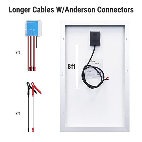 Newpowa 30W Watts 24V Mono Solar Panel Waterproof Off Grid Kit-30W 24V Solar Panel+10A Pwm Charge Controller(Come With Cable And Connectors)+Battery Cable For Rv Marine Car Motorcycle Battery Charge #TOP2