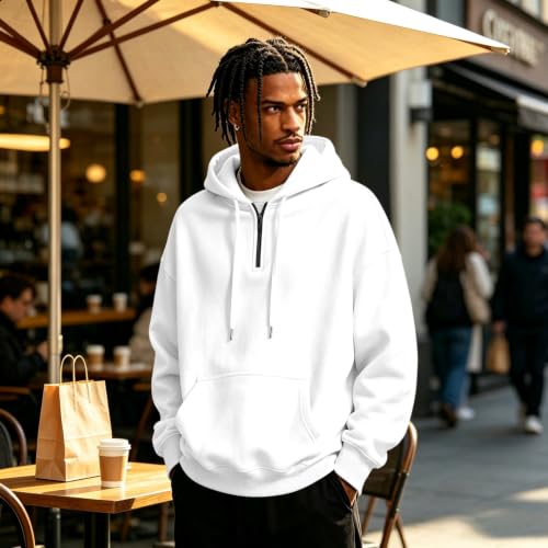 Fleece Hoodie Men Comfy Quarter Zip Pullover Sweatshirt Sweat Shirts - image 3