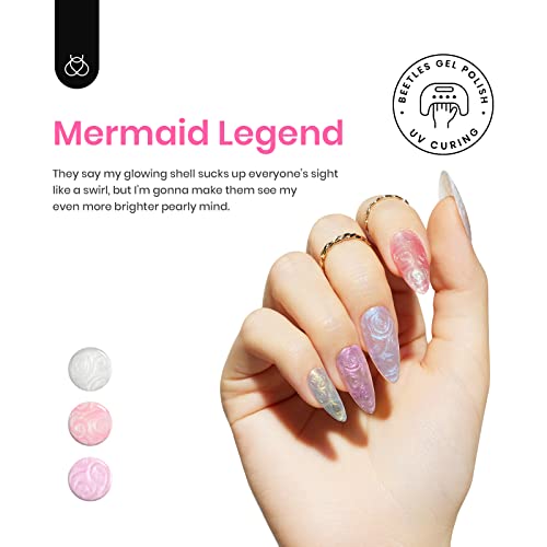 Beetles Pearl Gel Nail Polish Set 6 Colors Pearlescent Shell Glitter White Pink Blue Shimmer Mermaid Nail Gel Polish Soak Off Uv Led Gel Polish Swirl Thread Effect Diy Manicure Art #TOP1