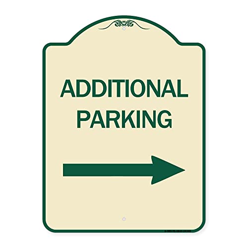SignMission Designer Series Sign - Additional Parking Sign (Right Arrow) | Tan & Green 18" x 24" Heavy-Gauge Aluminum Architectural Sign | Protect Your Business & Municipality | Made in The USA