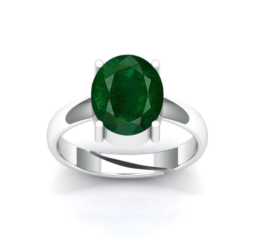 8.00 Carat Natural Emerald Gemstone 925 Sterling Silver Adjustable Ring For Women And Men