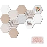 EGNGY 12 Stück Filz Pinnwand Selbstklebend, Modern Sechseckig Pinnwand Filz mit 50 Transparenten Reißzwecken, DIY Kork Pinnwand Wanddekoration für Büro, Wohnzimmer & Klassenzimmer