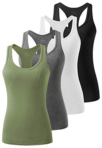 Image of Femdouce Workout Tank Tops for Women Basic Racerback Tank Top Soft Athletic Sleeveless Yoga Shirts -4Pack