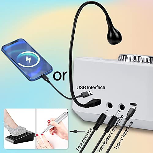 40000Rpm Professional Nail Drill For Acrylic Nails,Electric Efile Nail File,Portable Hand/Foot Switch Electric Nails Drill,Manicure Pedicure Polishing Kit,White #TOP3