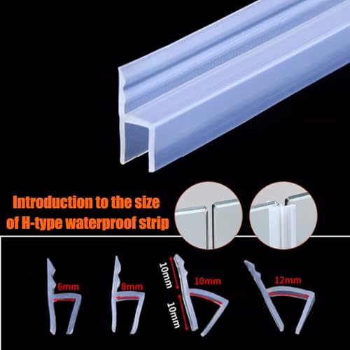 Zjclx Frameless Soft Shower Door Sweep Seal Drip Rail, Glass Shower Silicone Door Seal Strip,Weatherproof Silicone Seal Fit for Glass (H Type, 10mm (3/8")) by Zjclx - Used condition - Image 4