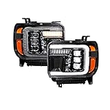 Form Lighting Sequential LED Projector Headlights with White DRL compatible with GMC Sierra 1500/2500/3500 2014+ (pair)