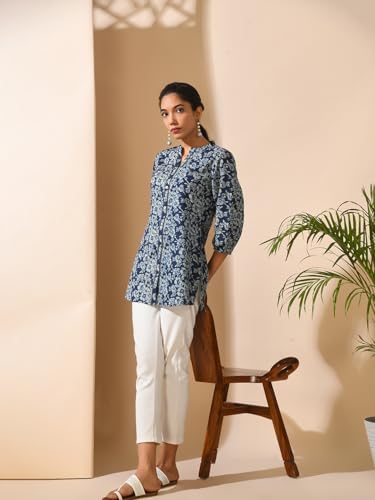 Image of Meesan Women's Casual Ethnic 3 /4 Sleeve Printed Tunic