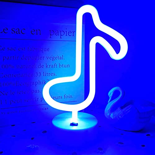 VIFULIN Musical Note Lights LED Music Note Night Light with Stand USB/Battery Power Blue Neon Sign for Bedroom Decor by VIFULIN - Used condition - US$14.74