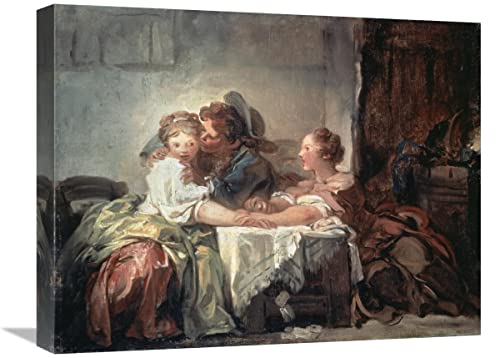 22 in. The Captured Kiss Art Print - Jean Honore Fragonard