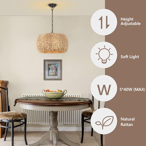 Farmhouse-Chandelier-for-Dining-Room5-Light-Boho-Chandelier-Light-Fixture-with-Water-Hyacinth-LampshadeRattan-Dining-Room-Chandelier-Light-Fixtures-for-Kitchen-Island-Bedroom-Living-Room