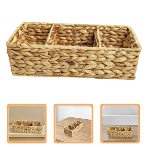 Panier tressé en jacinthe d'eau à 3 sections de bureau et cuisine - 8