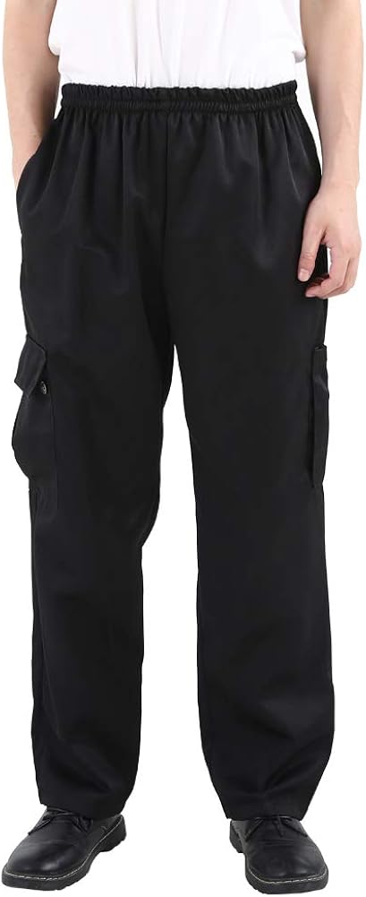Men's and Women's Black Baggy Chef Pants Floral Restaurant Work Pants and Kitchen Uniform Loose Cargo Style Chef Pants: Clothing, Shoes & Jewelry