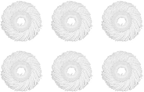 HAPINNEX Upgraded Spin Mop Bucket Set Replacement Handle & Mop Head - for Home Kitchen Floor Cleaning - Wet/Dry Usage on Hardwood & Tile (6 Pack Mop Heads)