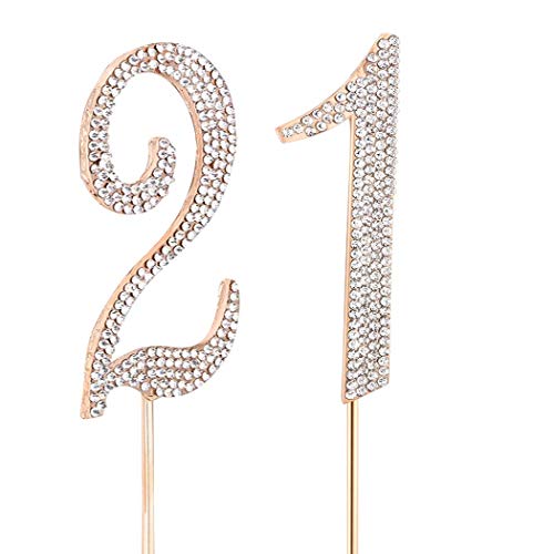 MAGJUCHE Gold Rhinestone 21st Birthday Cake Topper #TOP12