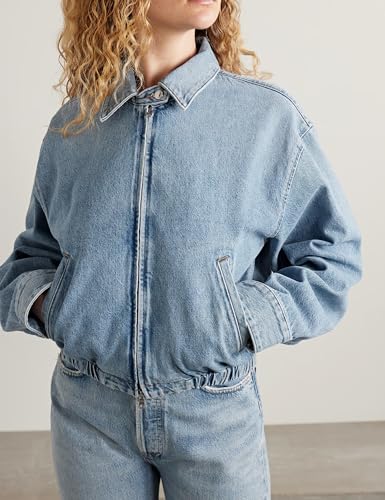 Womens Denim Jacket Long Sleeves ZIp Up Going Out Outwears Elastic Hem Winter Shackets Casual2